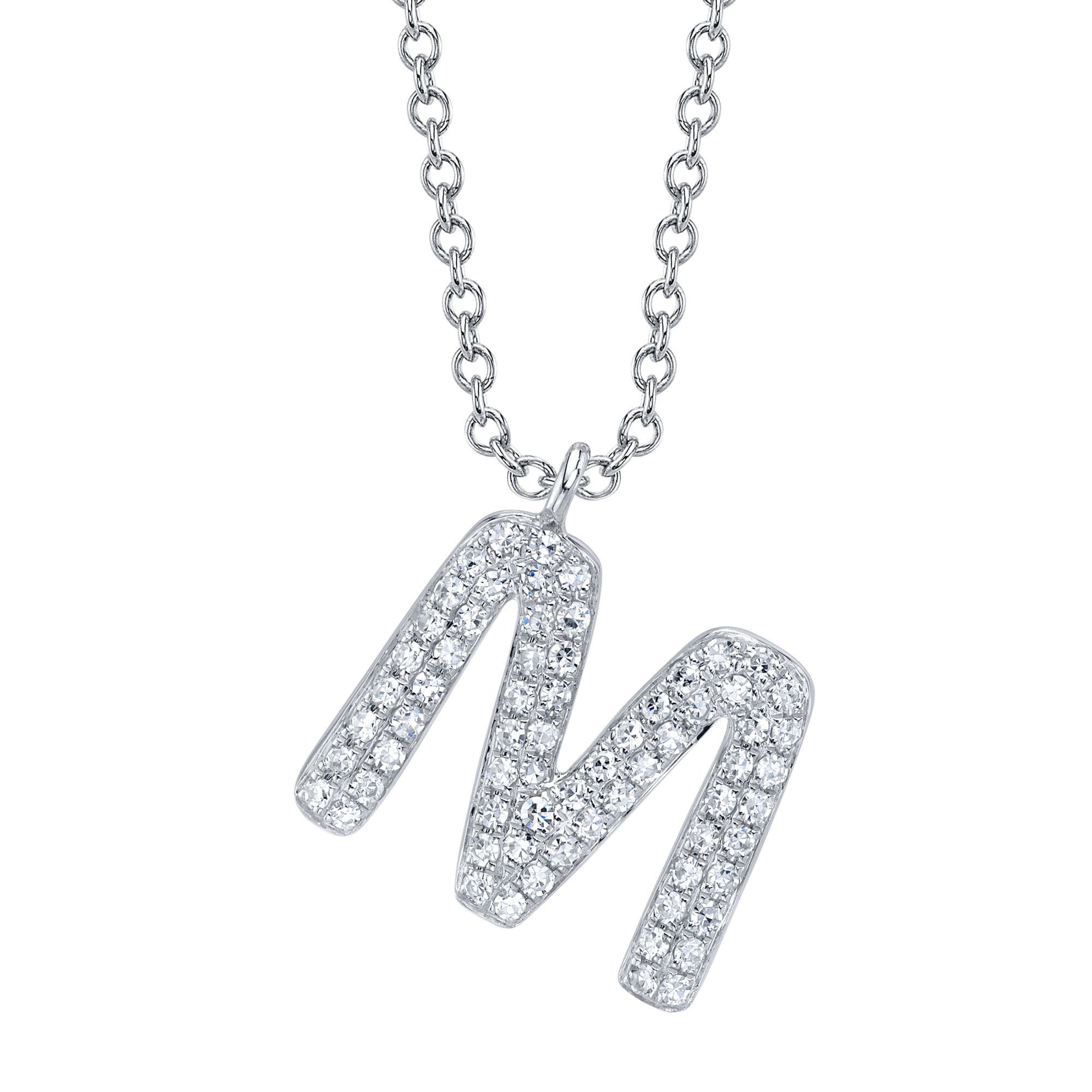 0.14CT 14K W/G DIAMOND PAVE NECKLACE - INITIAL M