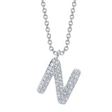 0.11CT 14K W/G DIAMOND PAVE NECKLACE - INITIAL N