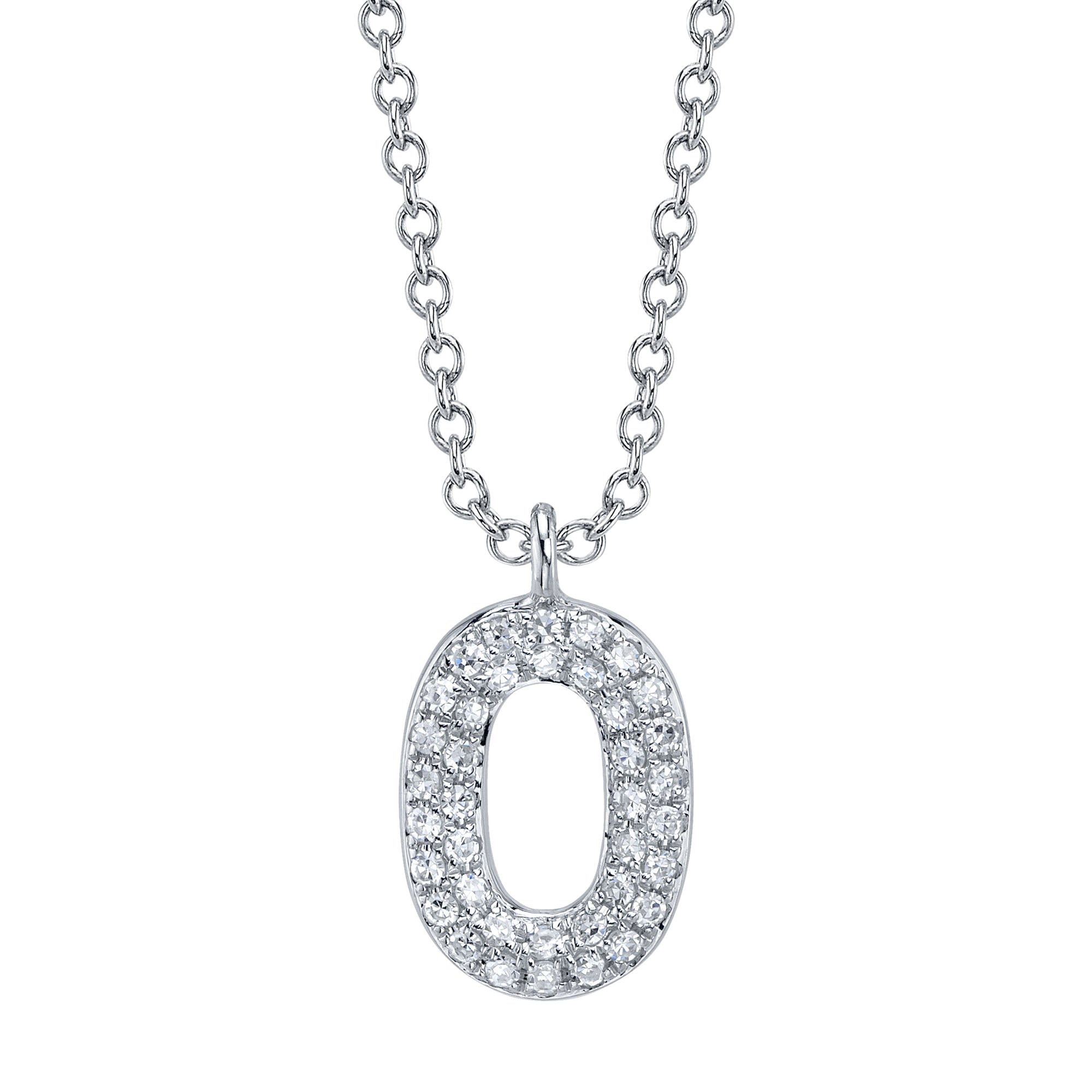 0.08CT 14K W/G DIAMOND PAVE NECKLACE - INITIAL O
