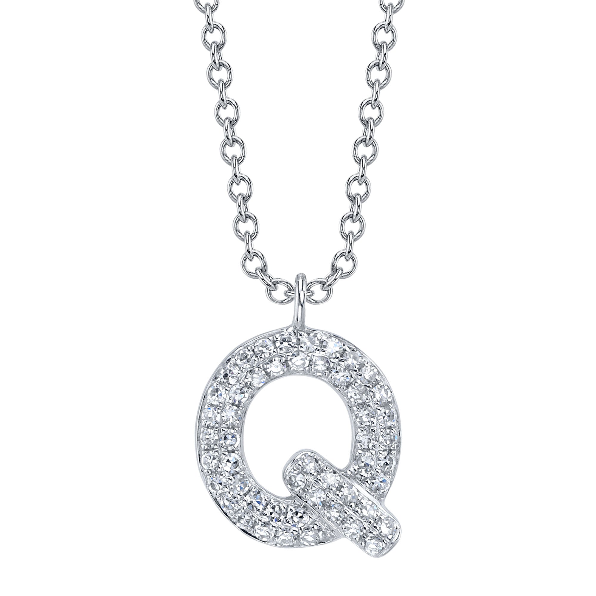 0.11CT 14K W/G DIAMOND PAVE NECKLACE - INITIAL Q