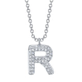 0.10CT 14K W/G DIAMOND PAVE NECKLACE - INITIAL R