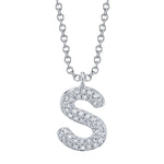 0.09CT 14K W/G DIAMOND PAVE NECKLACE - INITIAL S