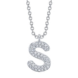 0.09CT 14K W/G DIAMOND PAVE NECKLACE - INITIAL S