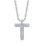 0.06CT 14K W/G DIAMOND PAVE NECKLACE - INITIAL T