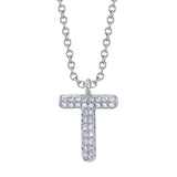 0.06CT 14K W/G DIAMOND PAVE NECKLACE - INITIAL T