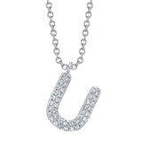 0.09CT 14K W/G DIAMOND PAVE NECKLACE - INITIAL U