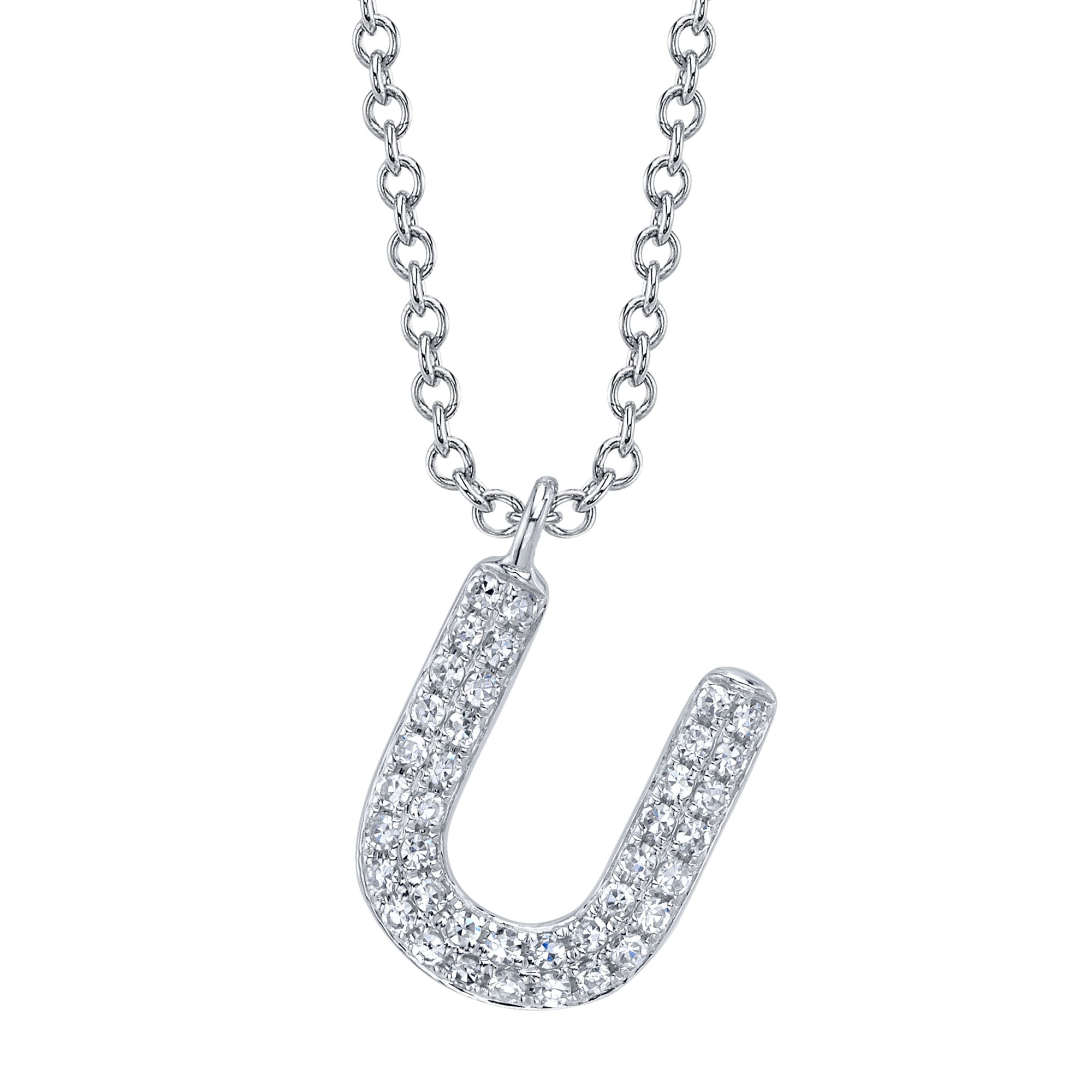 0.09CT 14K W/G DIAMOND PAVE NECKLACE - INITIAL U