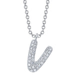 0.07CT 14K W/G DIAMOND PAVE NECKLACE - INITIAL V