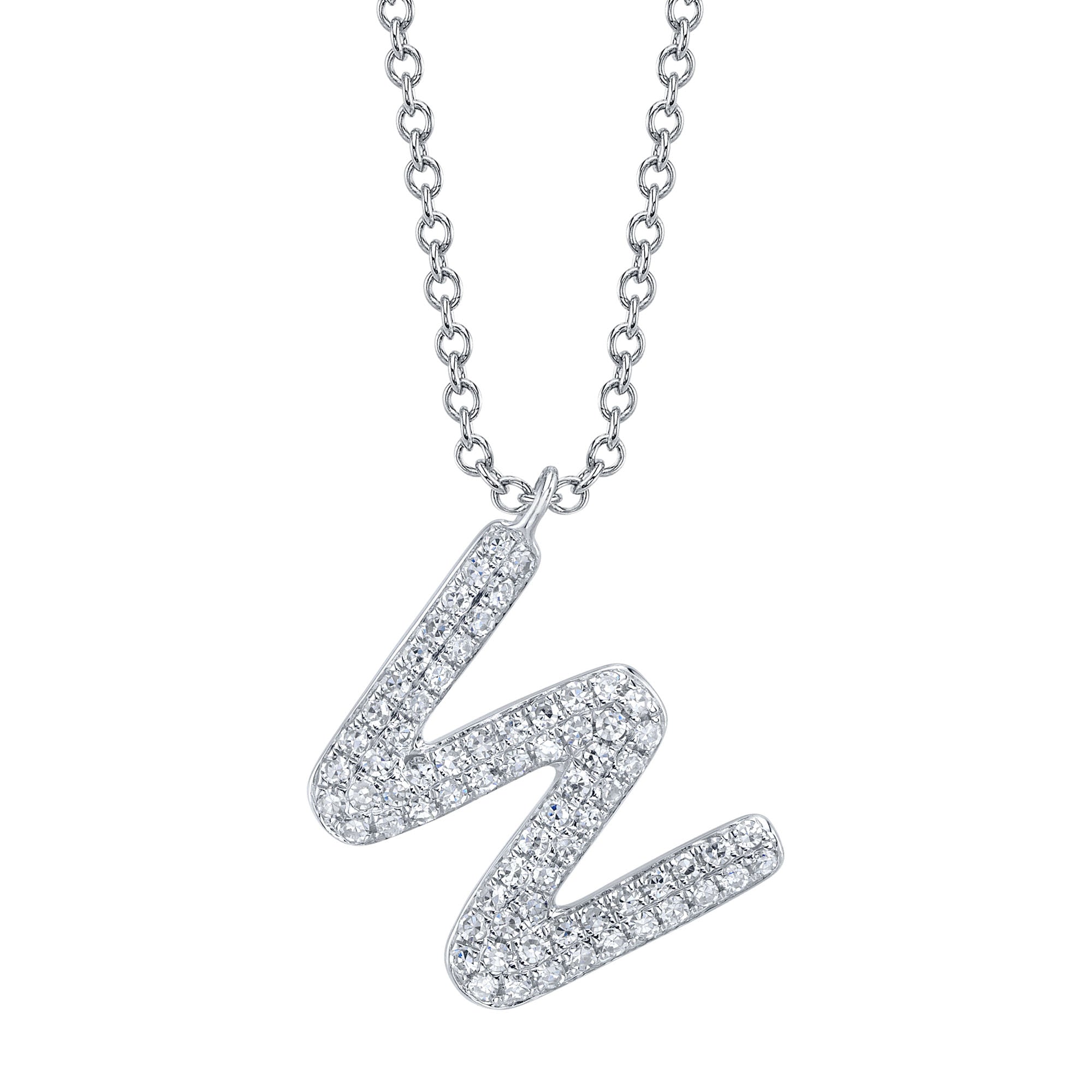0.16CT 14K W/G DIAMOND PAVE NECKLACE - INITIAL W