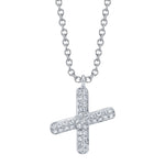 0.09CT 14K W/G DIAMOND PAVE NECKLACE - INITIAL X