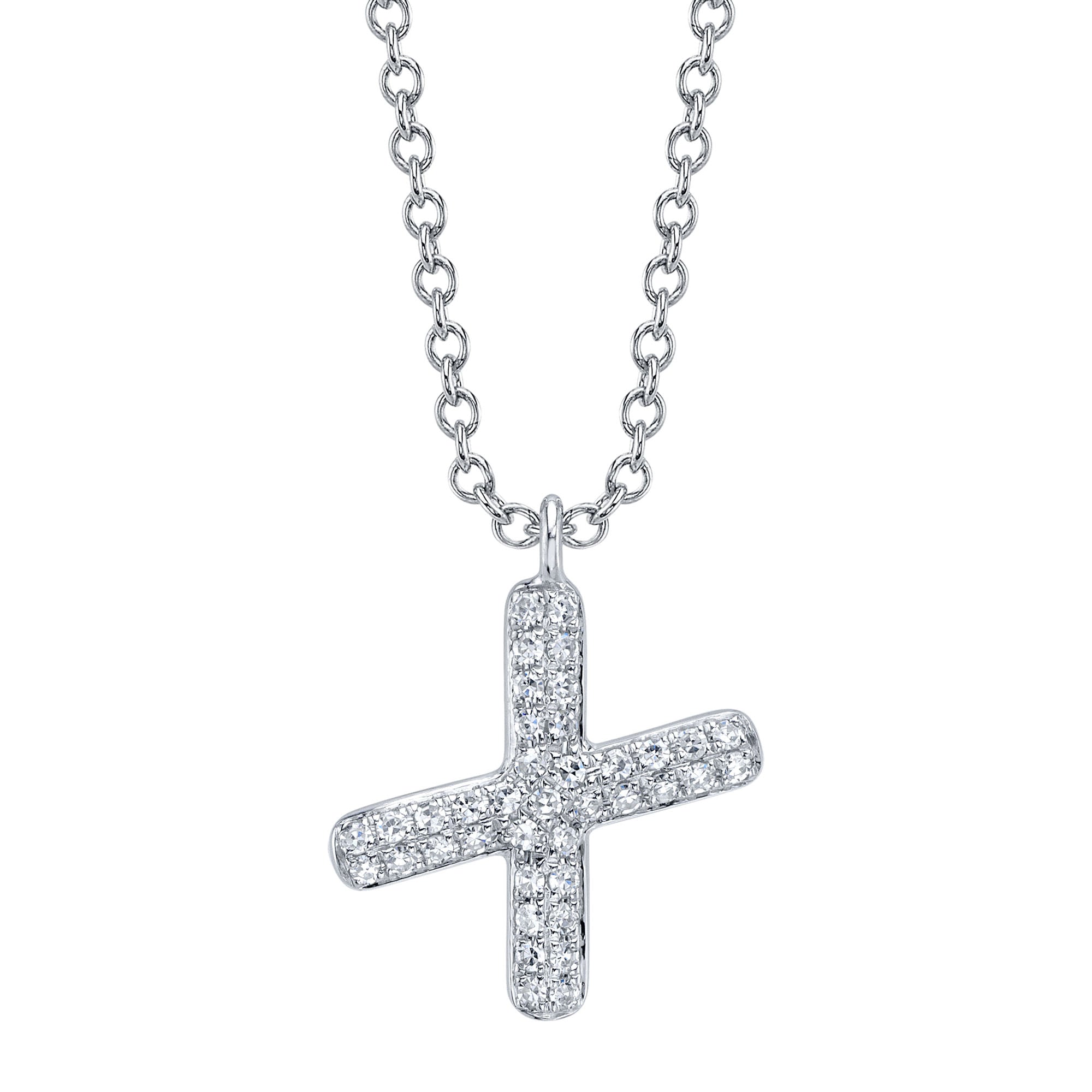 0.09CT 14K W/G DIAMOND PAVE NECKLACE - INITIAL X
