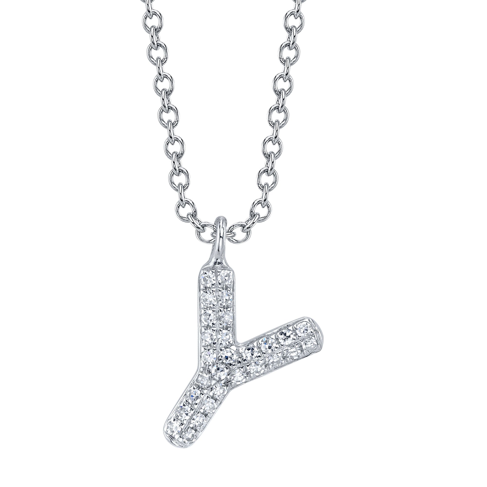 0.06CT 14K W/G DIAMOND PAVE NECKLACE - INITIAL Y