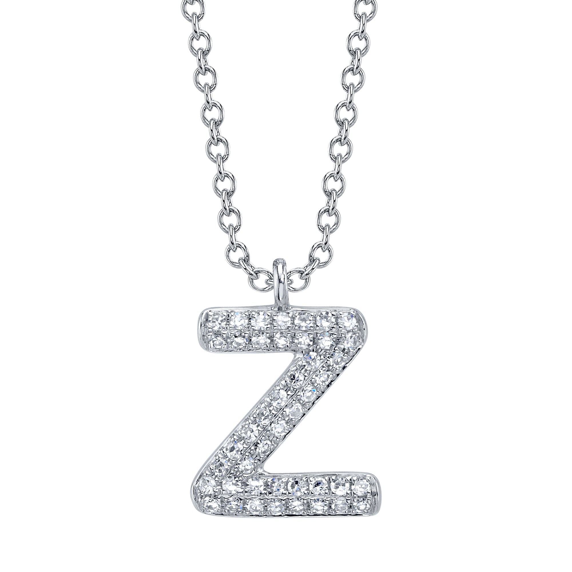 0.10CT 14K W/G DIAMOND PAVE NECKLACE - INITIAL Z