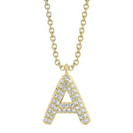 0.09CT 14K Y/G DIAMOND PAVE NECKLACE - INITIAL A