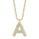 0.09CT 14K Y/G DIAMOND PAVE NECKLACE - INITIAL A
