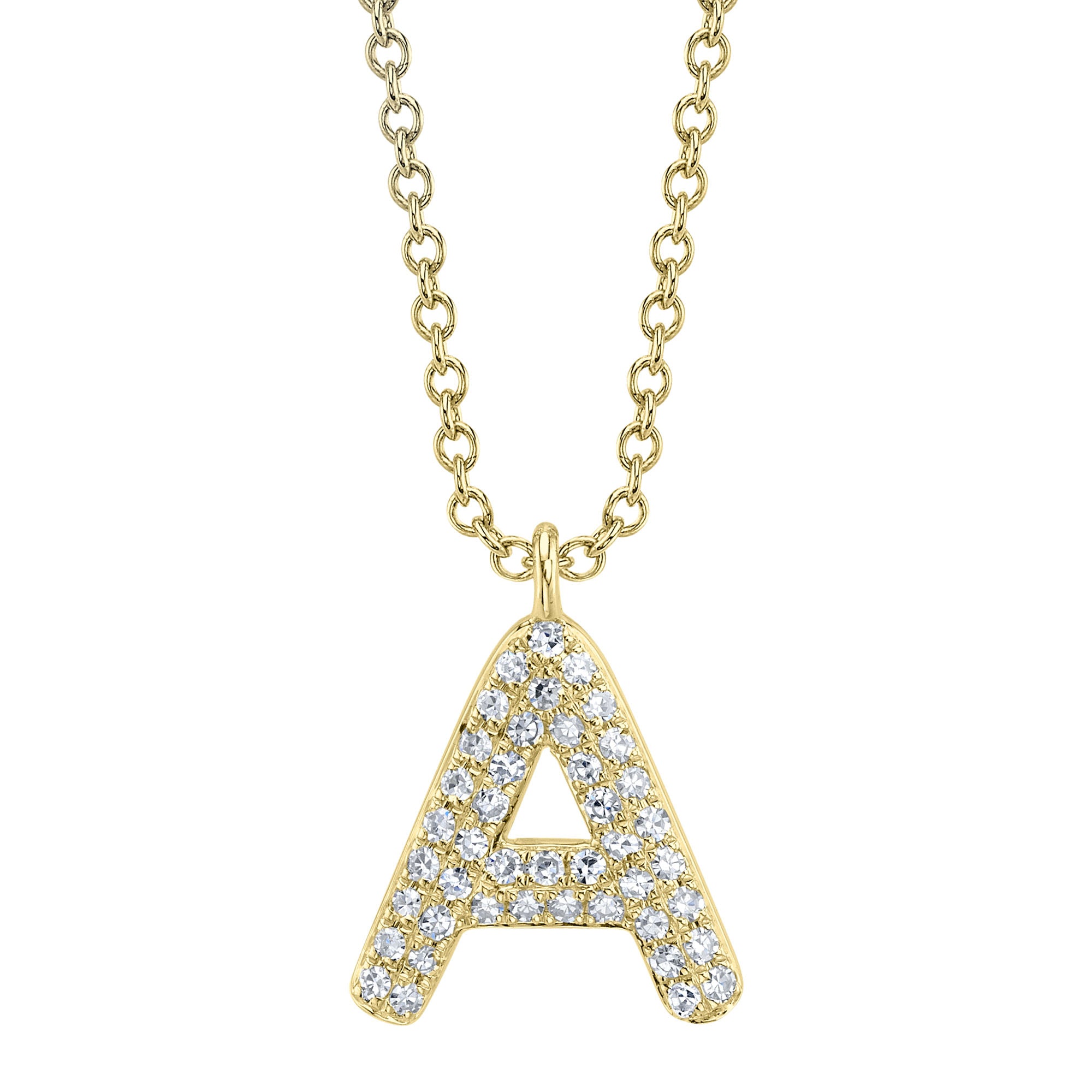 0.09CT 14K Y/G DIAMOND PAVE NECKLACE - INITIAL A