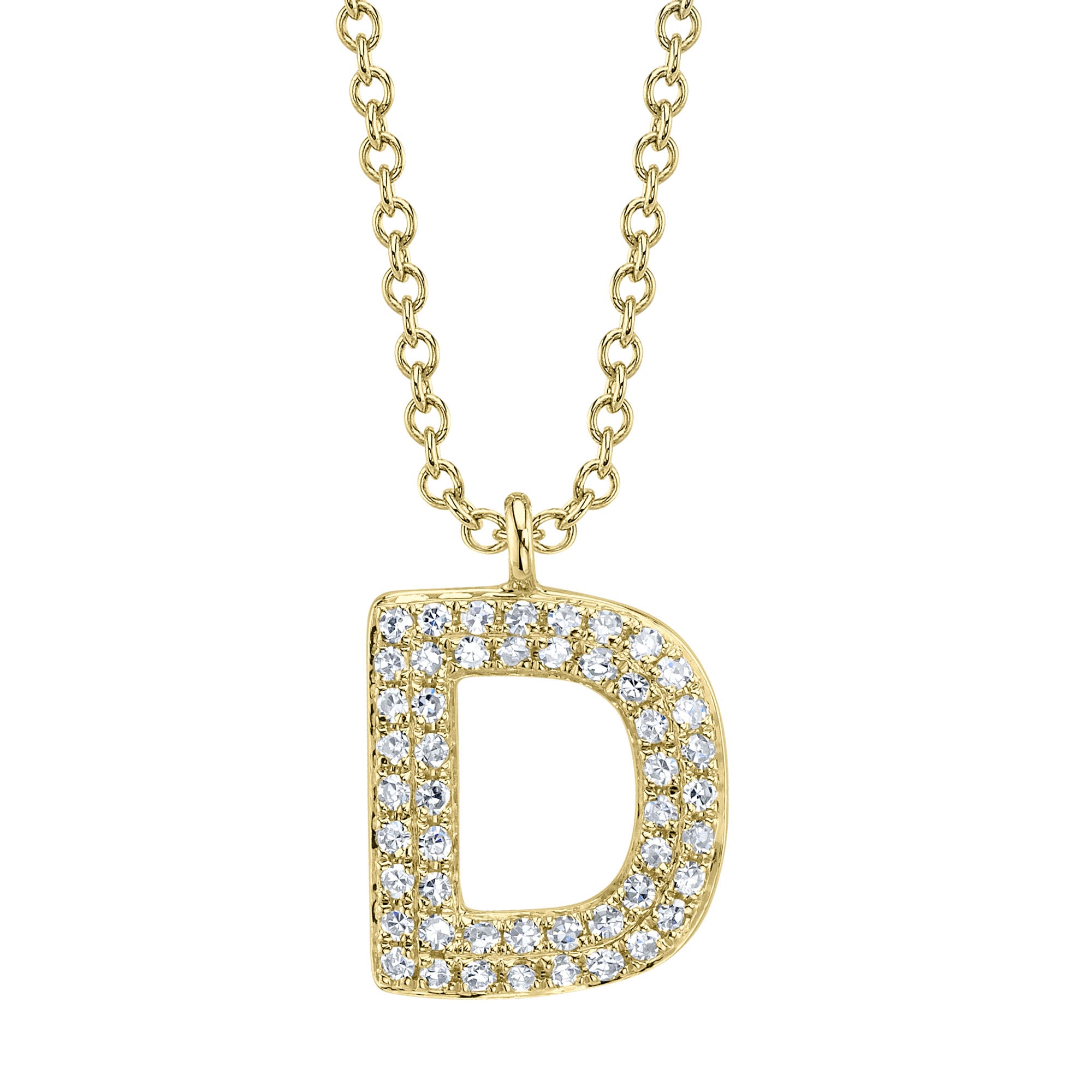 0.10CT 14K Y/G DIAMOND PAVE NECKLACE - INITIAL D