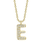 0.07CT 14K Y/G DIAMOND PAVE NECKLACE - INITIAL E