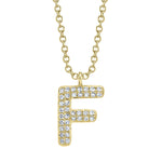 0.08CT 14K Y/G DIAMOND PAVE NECKLACE - INITIAL F