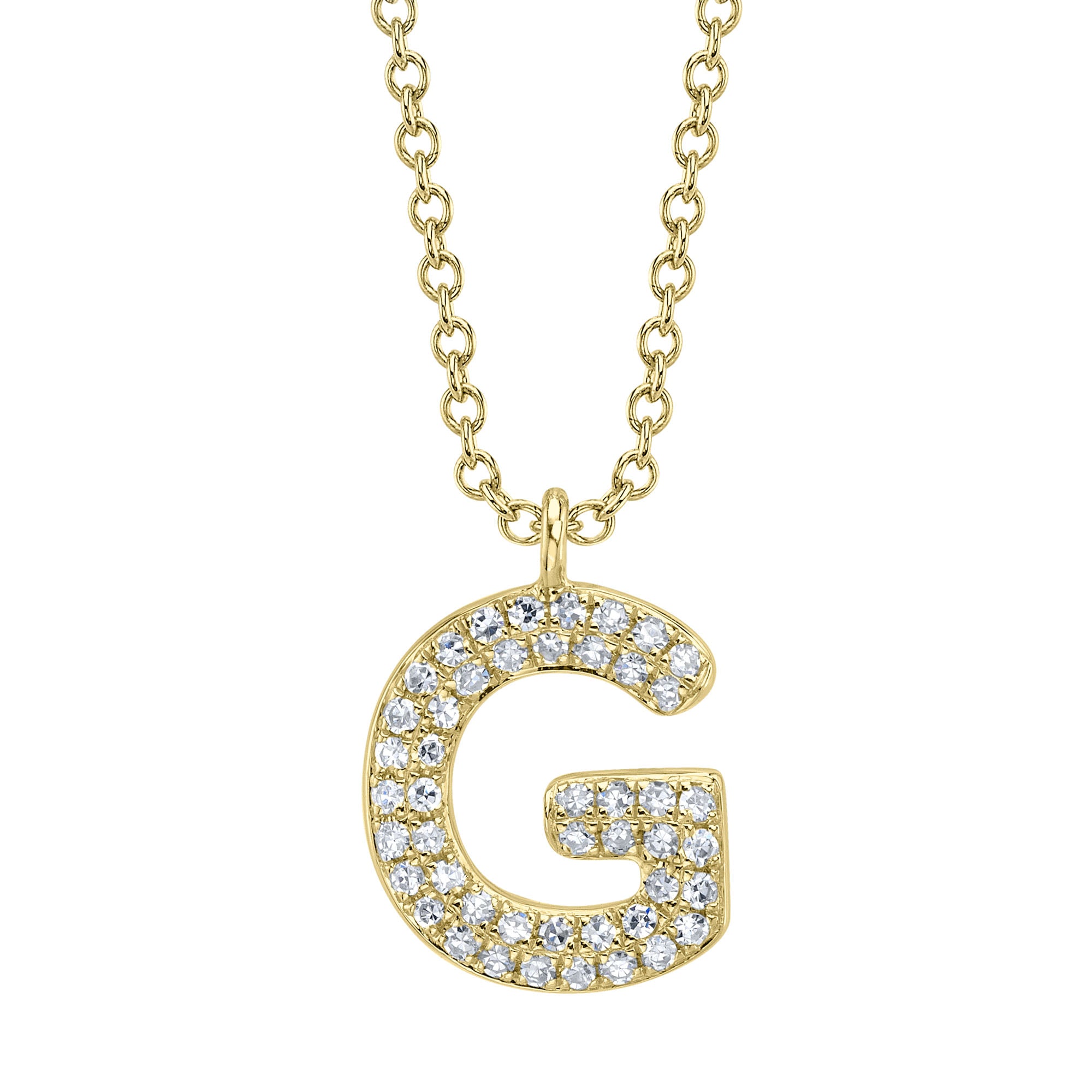 0.10CT 14K Y/G DIAMOND PAVE NECKLACE - INITIAL G