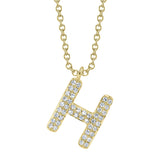0.09CT 14K Y/G DIAMOND PAVE NECKLACE - INITIAL H