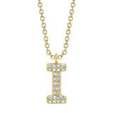 0.06CT 14K Y/G DIAMOND PAVE NECKLACE - INITIAL I