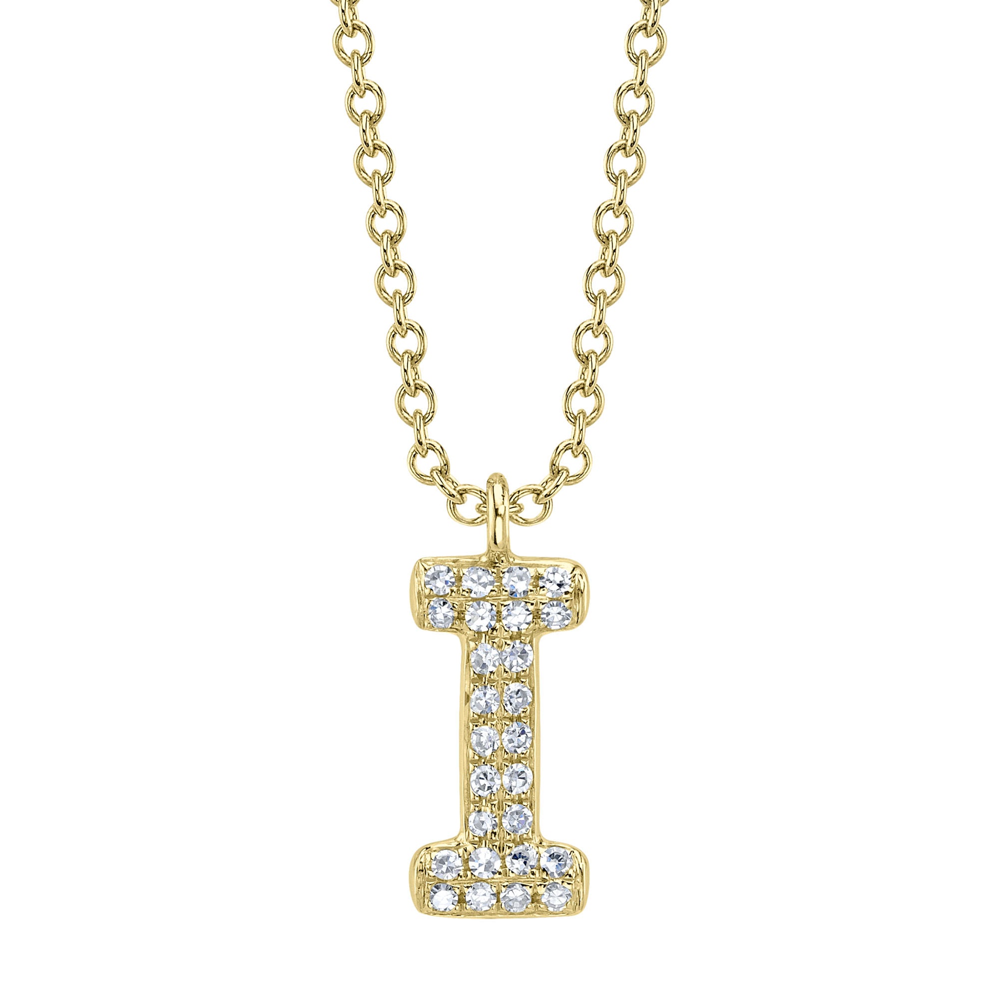 0.06CT 14K Y/G DIAMOND PAVE NECKLACE - INITIAL I