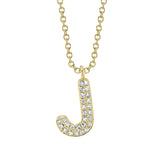 0.06CT 14K Y/G DIAMOND PAVE NECKLACE - INITIAL J