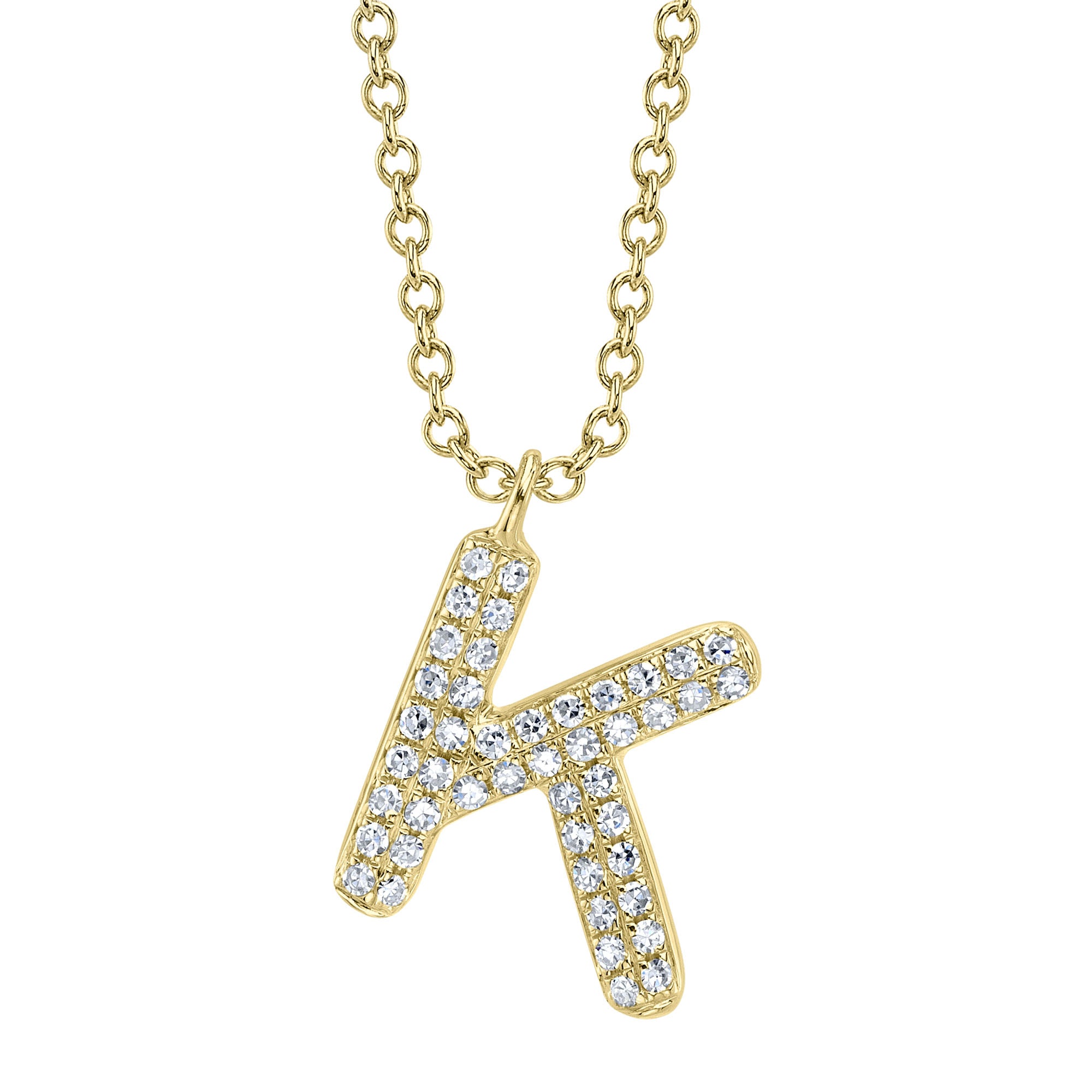 0.10CT 14K Y/G DIAMOND PAVE NECKLACE - INITIAL K