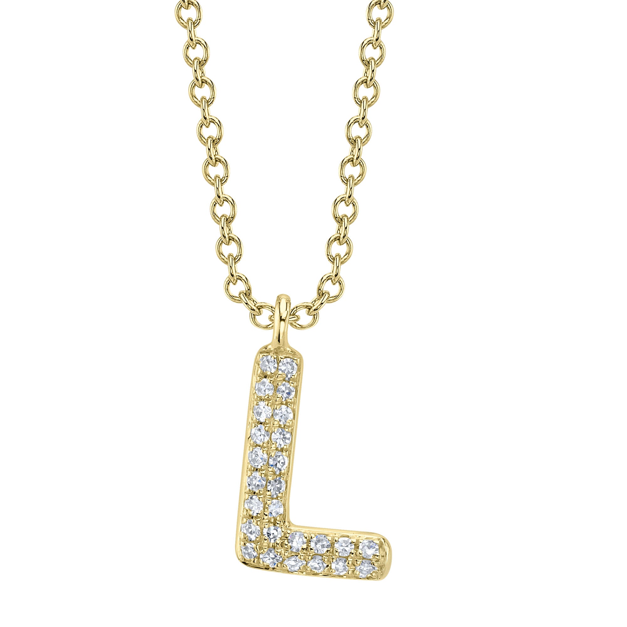 0.05CT 14K Y/G DIAMOND PAVE NECKLACE - INITIAL L
