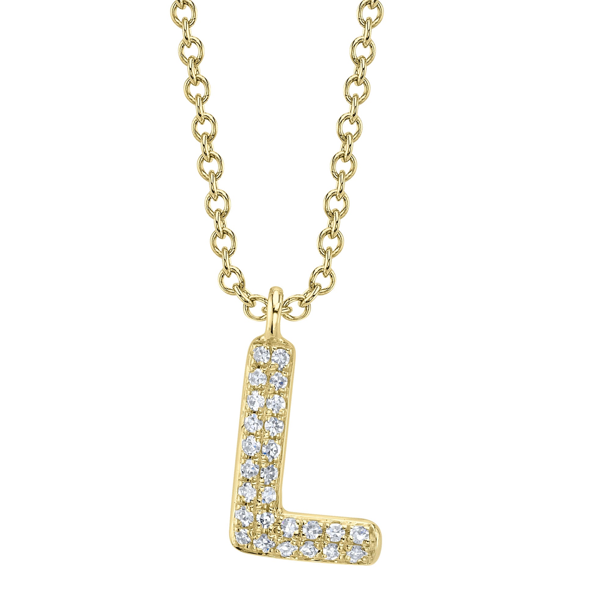 0.05CT 14K Y/G DIAMOND PAVE NECKLACE - INITIAL L
