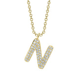 0.11CT 14K Y/G DIAMOND PAVE NECKLACE - INITIAL N