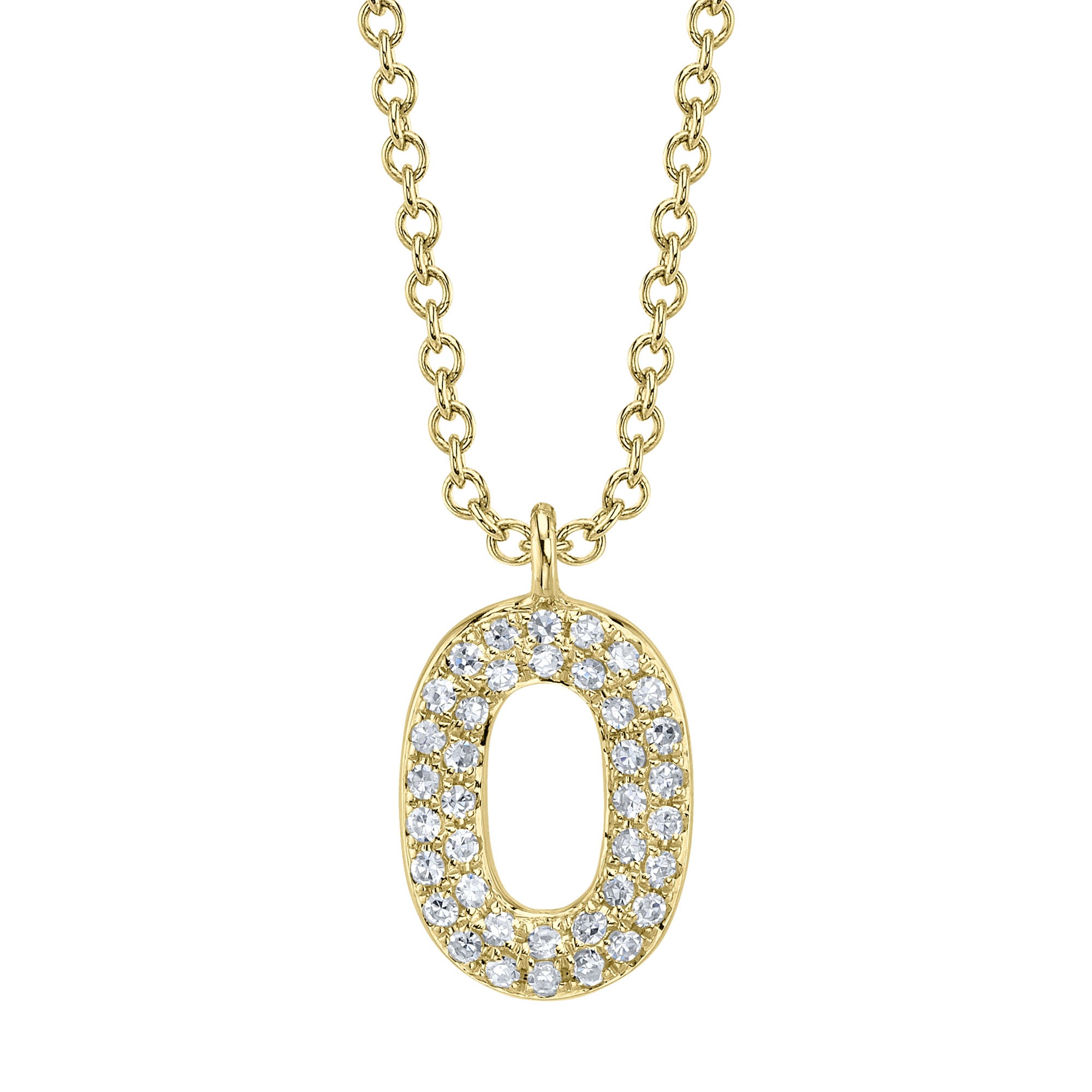 0.08CT 14K Y/G DIAMOND PAVE NECKLACE - INITIAL O