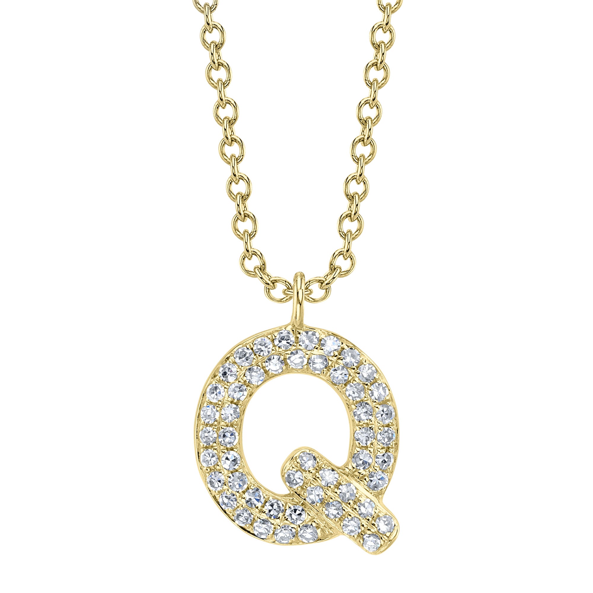 0.11CT 14K Y/G DIAMOND PAVE NECKLACE - INITIAL Q