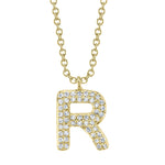 0.10CT 14K Y/G DIAMOND PAVE NECKLACE - INITIAL R