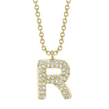 0.10CT 14K Y/G DIAMOND PAVE NECKLACE - INITIAL R