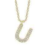 0.09CT 14K Y/G DIAMOND PAVE NECKLACE - INITIAL U