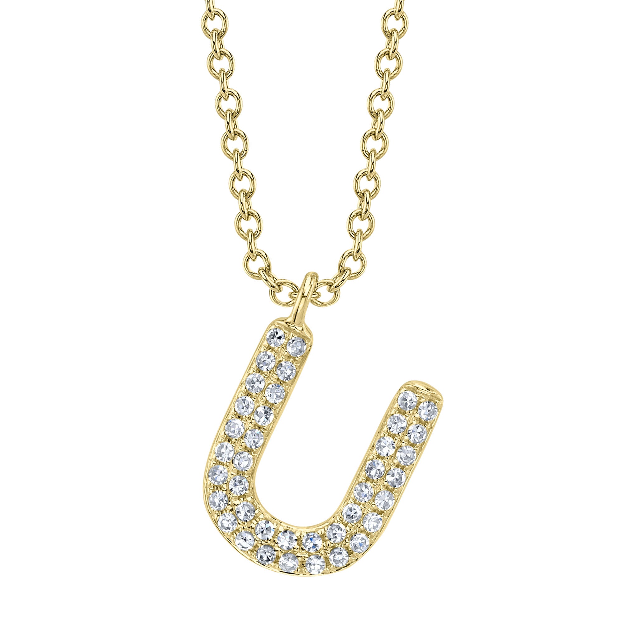 0.09CT 14K Y/G DIAMOND PAVE NECKLACE - INITIAL U