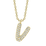 0.07CT 14K Y/G DIAMOND PAVE NECKLACE - INITIAL V