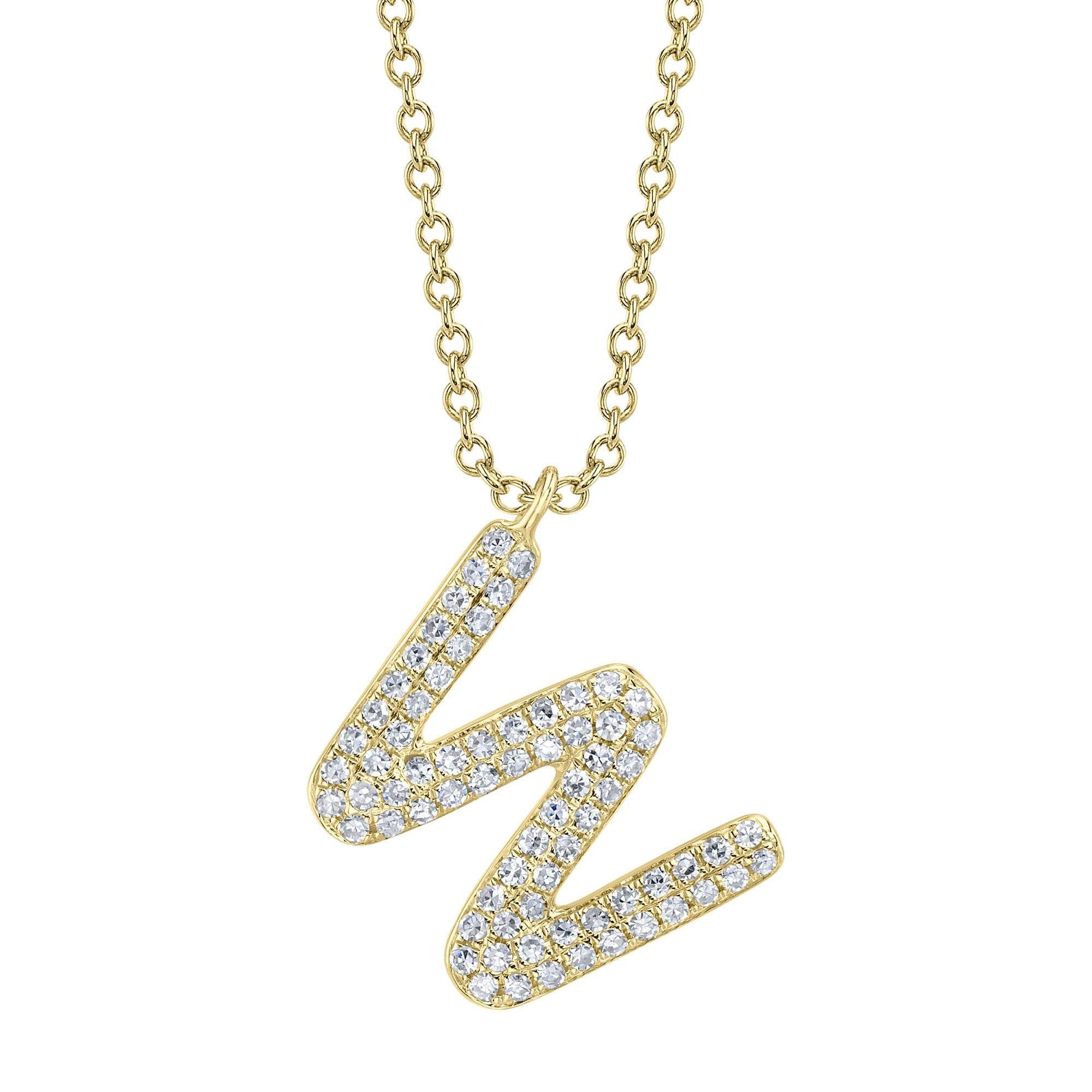 0.16CT 14K Y/G DIAMOND PAVE NECKLACE - INITIAL W