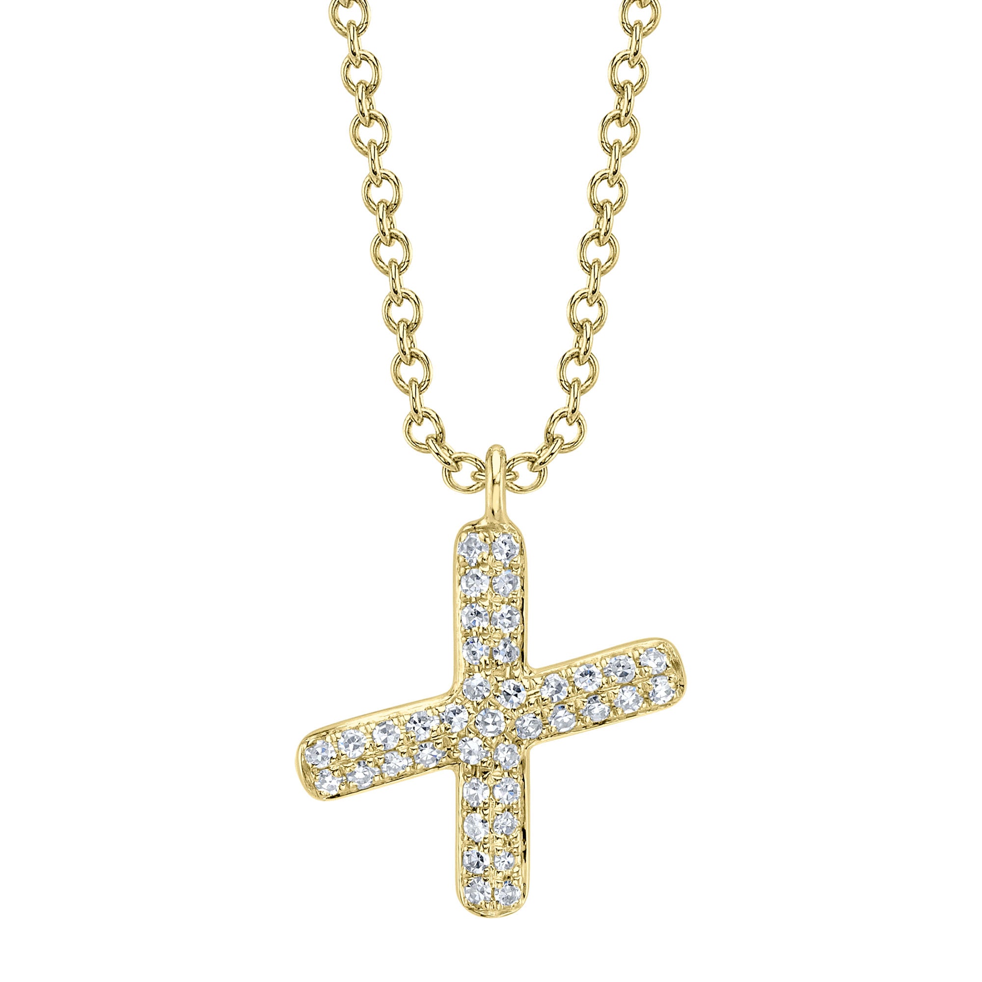 0.09CT 14K Y/G DIAMOND PAVE NECKLACE - INITIAL X
