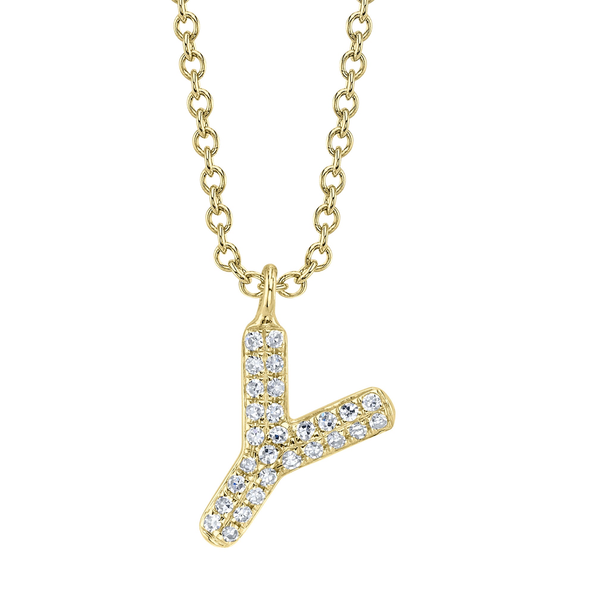 0.06CT 14K Y/G DIAMOND PAVE NECKLACE - INITIAL Y