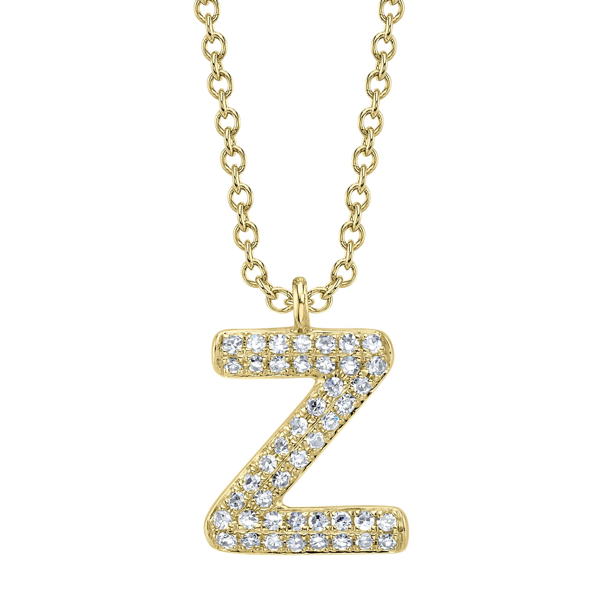 0.10CT 14K Y/G DIAMOND PAVE NECKLACE - INITIAL Z