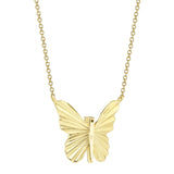 0.06CT 14K Y/G DIAMOND RIBBED BUTTERFLY NECKLACE