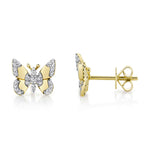 0.18CT 14K Y/G DIAMOND BUTTERFLY STUD EARRING