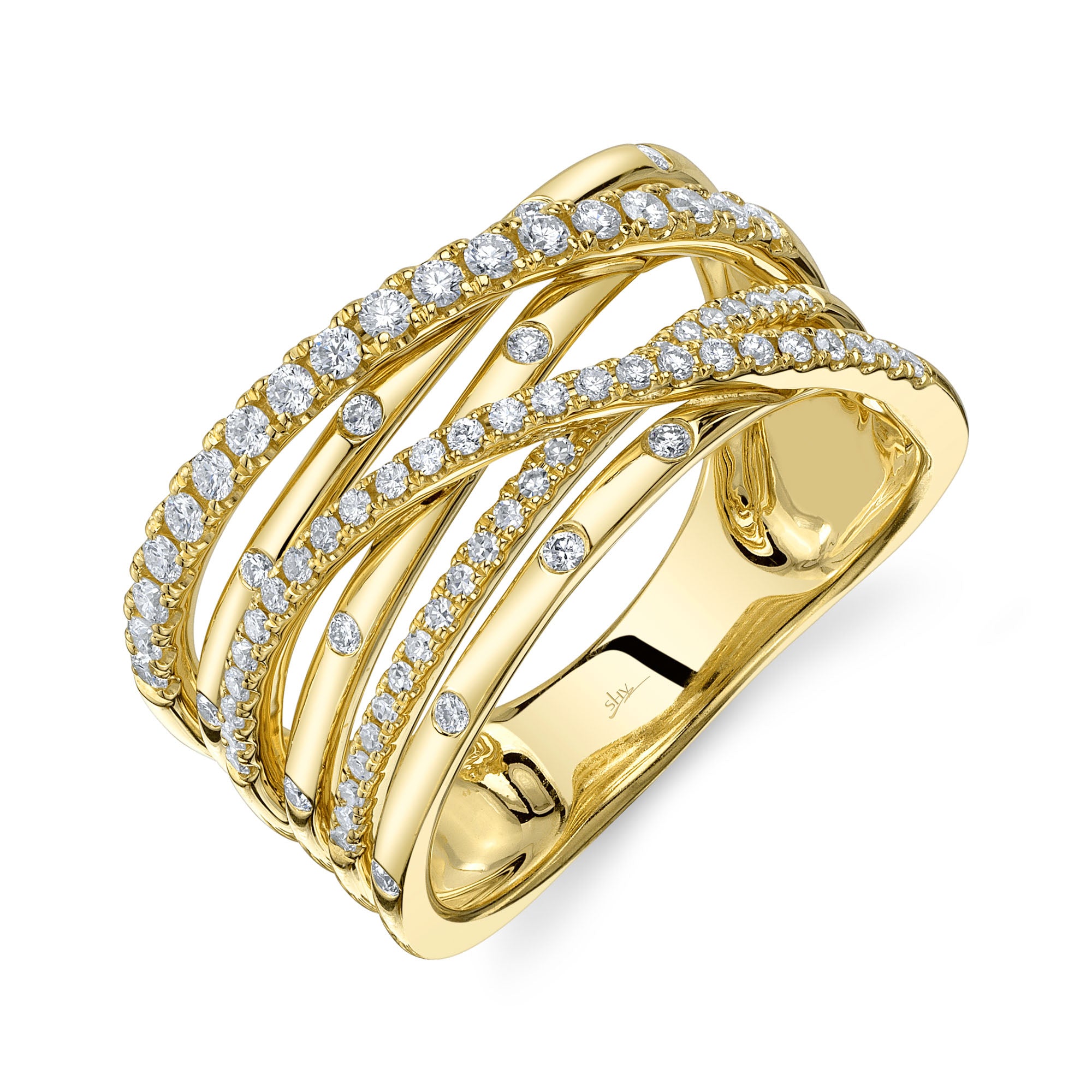0.48CT 14K Y/G DIAMOND BRIDGE RING