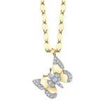0.09CT 14K Y/G DIAMOND BUTTERFLY SPARKLE CHAIN NECKLACE