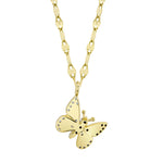 0.09CT 14K Y/G DIAMOND BUTTERFLY SPARKLE CHAIN NECKLACE