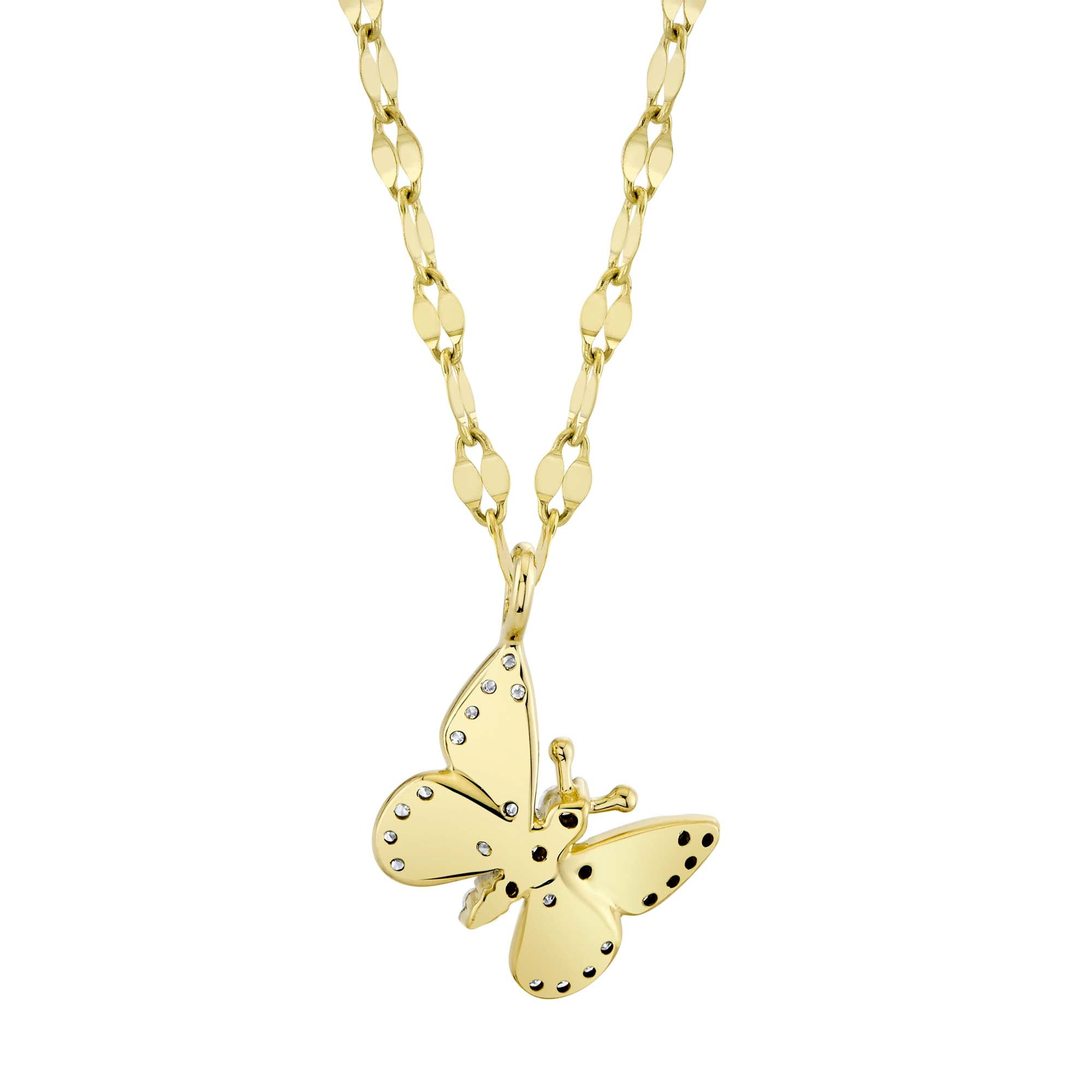 0.09CT 14K Y/G DIAMOND BUTTERFLY SPARKLE CHAIN NECKLACE