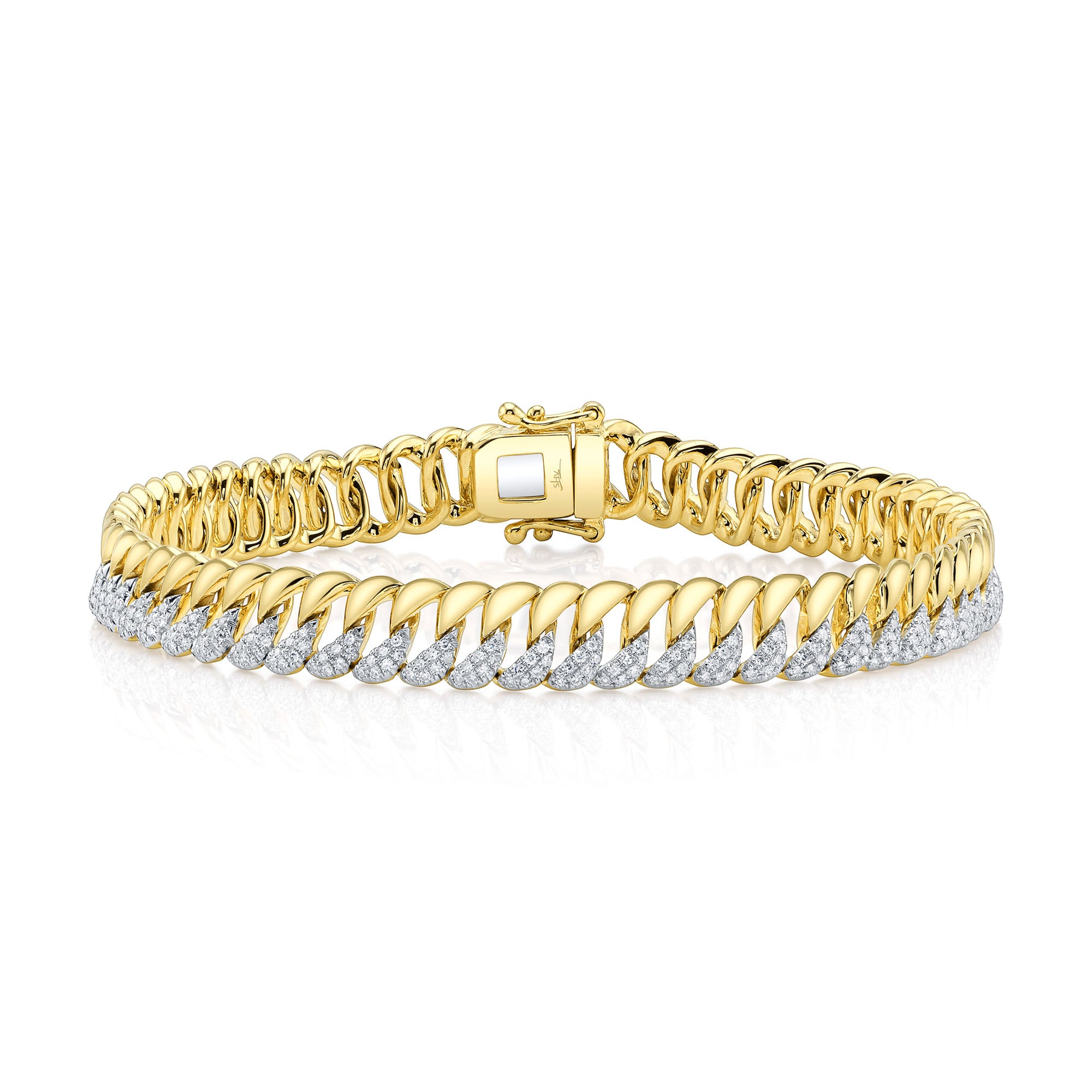 0.88CT 14K Y/G DIAMOND LINK BRACELET